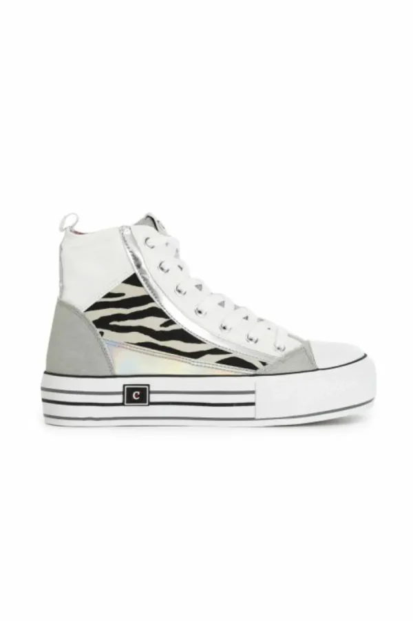 CafèNoir sneakers mid patchwork zebrati multi bianco