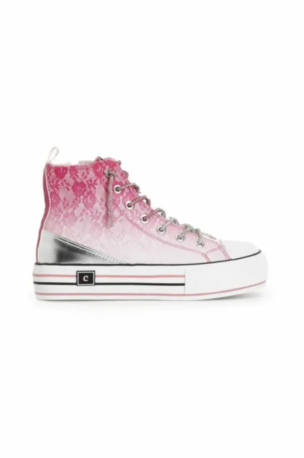 CafèNoir sneakers mid pizzo degradé con lacci strass