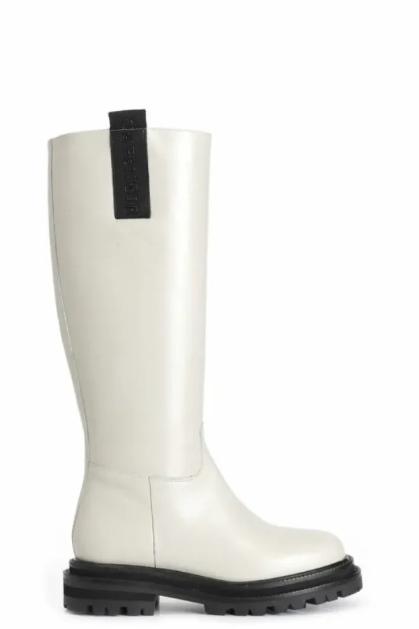 CafèNoir stivale in pelle con cerniera off white