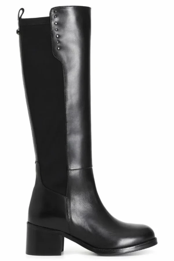 CafèNoir stivale in pelle e stretch con borchie