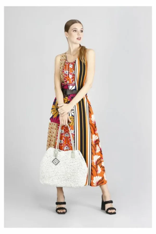 CafèNoir tote bag in crochet di carta bicolore