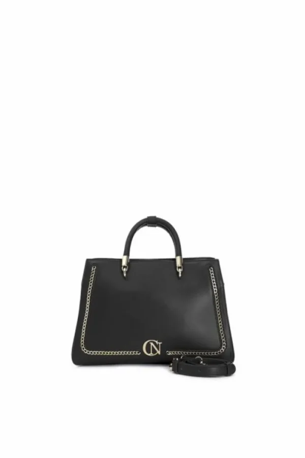 CafèNoir tote con applicazione di catena in metallo e logo