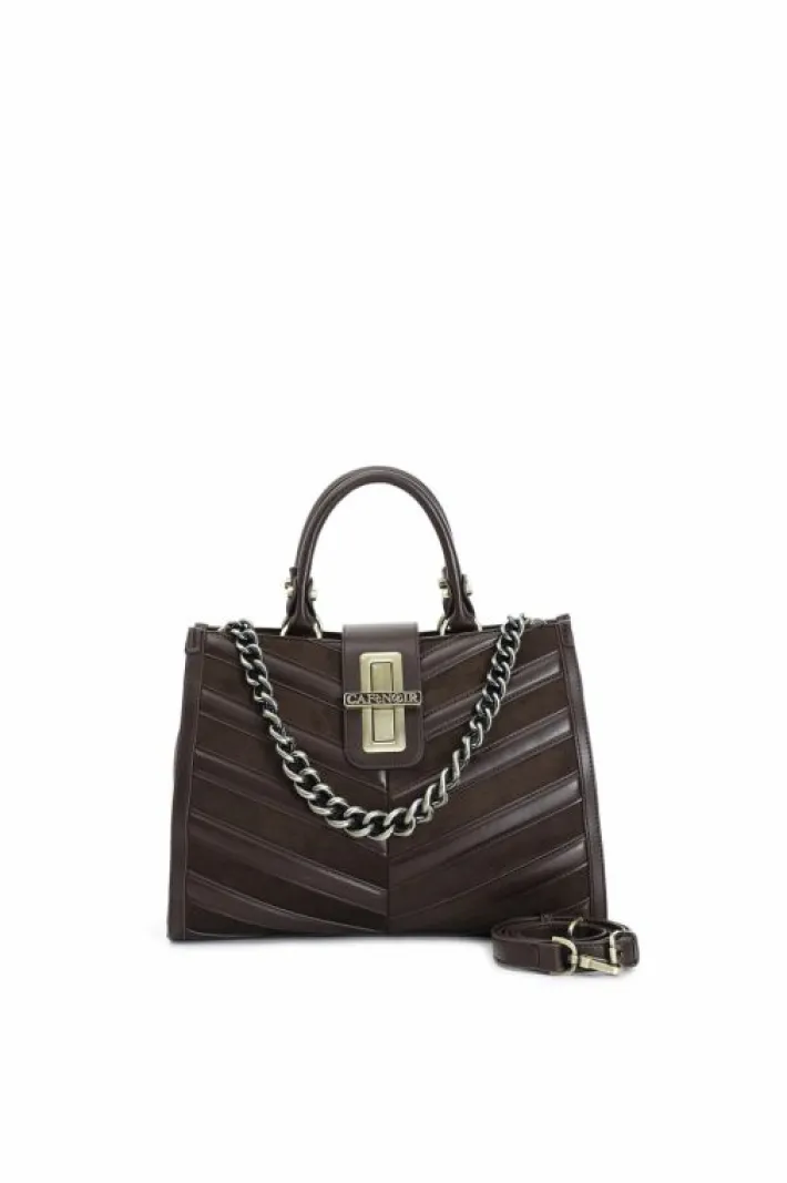 CafèNoir tote con applicazioni di striscie imbottite