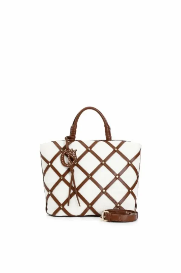 CafèNoir tote in tessuto con intreccio e borchiette