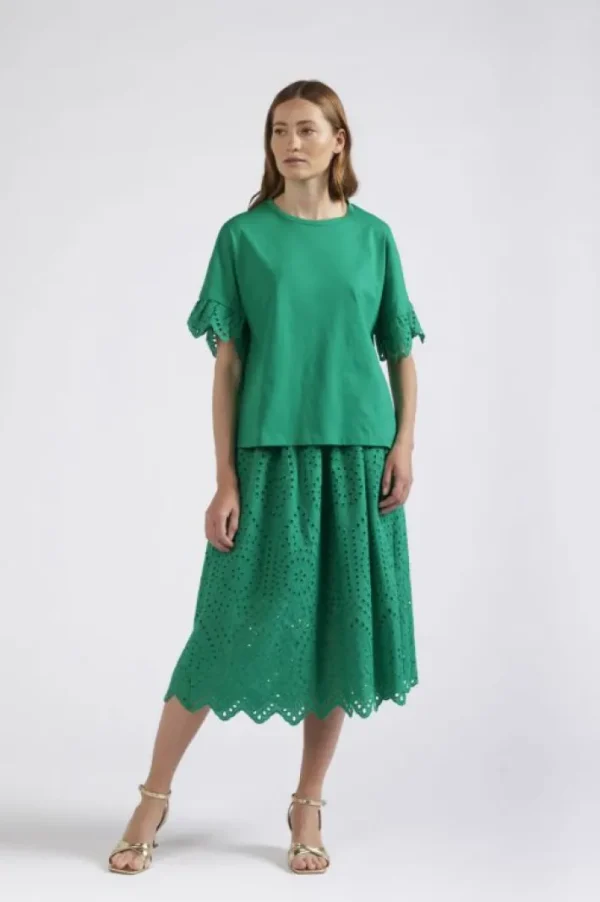 CafèNoir t-shirt a scatolina con sangallo alle maniche