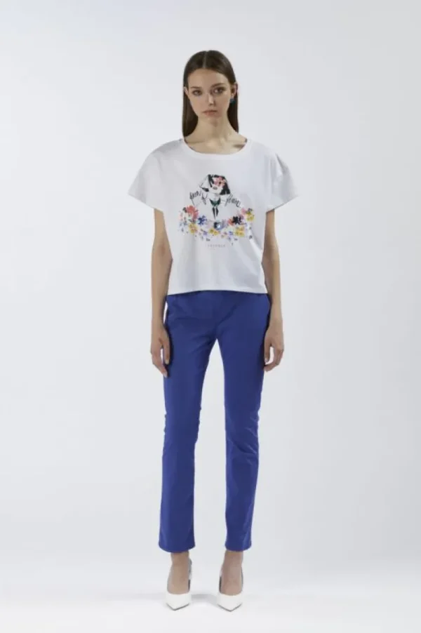 CafèNoir t-shirt con stampa e applicazioni floreali