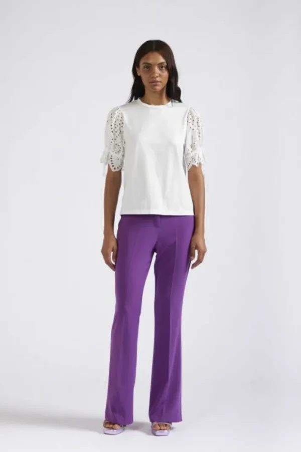 CafèNoir t-shirt in jersey di cotone con sangallo alle maniche