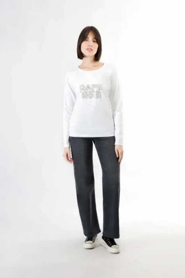 CafèNoir t-shirt manica lunga con logo di stras