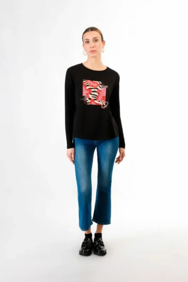 CafèNoir t-shirt manica lunga stampa multipattern